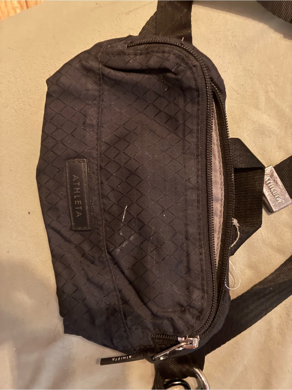 Athleta Black Quilted Waist Pack with Zip